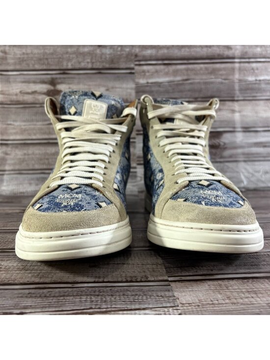 MCM Terrain Hi Monogram Jacquard Size 42 US 9 color blue beige made in Italy main image 6